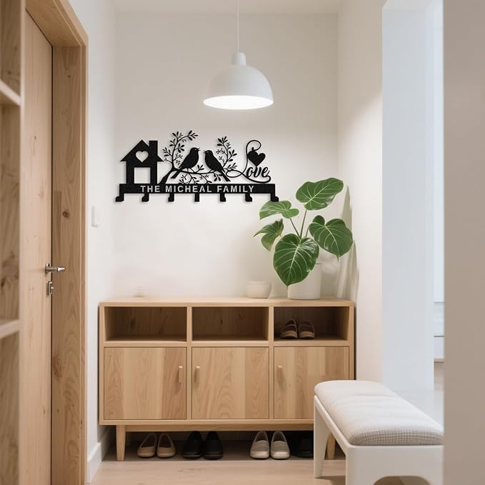 Personalized Metal Key Hooks with Name,Custom Key Holder Wall Mounted,Key Rack Organizer for Living Room, Bedroom, Entryway,Mother's Day Gifts Style 3