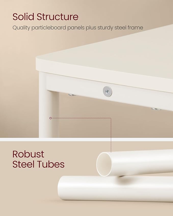 VASAGLE Side Table with Charging Station, Narrow End Table, 3-Tier Nightstand, Sofa Table for Small Spaces, Magazine Rack, for Living Room, Bedroom, Study, Cream White ULET335W01