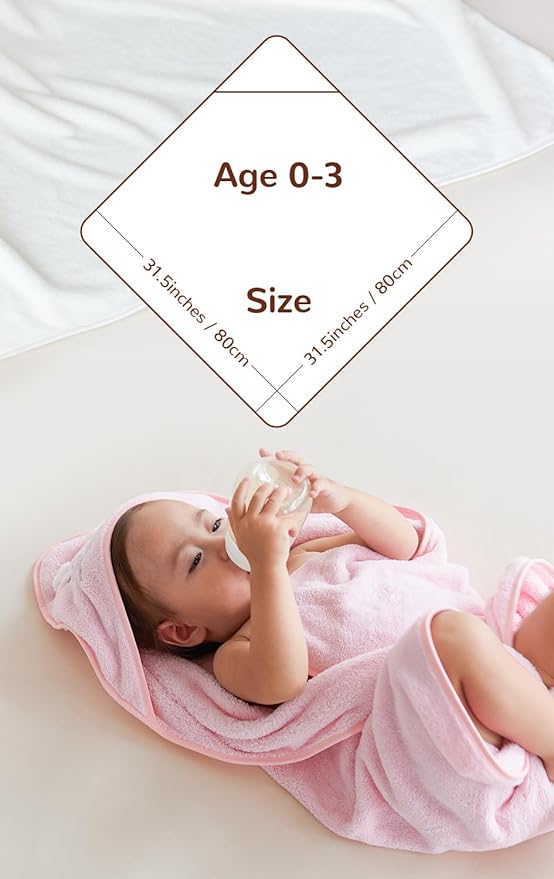 Baby Bath Towel,2 Pack Hooded Babie Towels for Newborn,Infant,Toddler,Ultra Absorbent Soft (White Bear+Blue Bear)