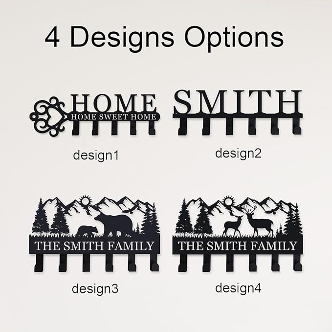 Personalized Key Holder Wall Mount, Customized Key Holder for Wall, Custom Keys Holder on Wall, Personalized Wall Mounted Key Holder Hooks Organizer Rack, Custom Key Rack