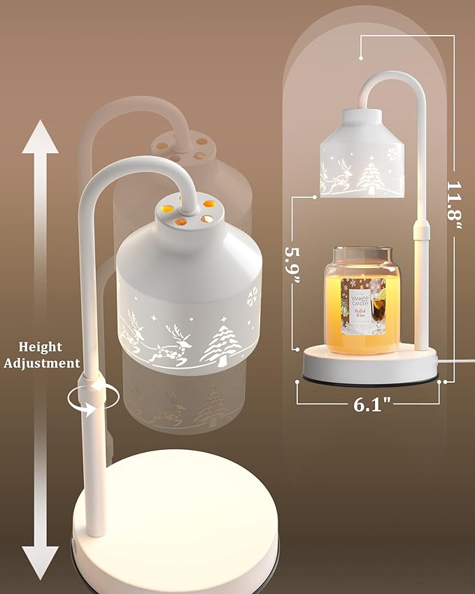 Christmas Candle Warmer Lamp with Timer & Dimmer,Wax Melt Warmer for Jar Candles,2 Bulbs,Gift for Women Mom,House Warming Gifts, Home Decor