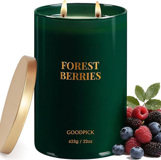 Goodpick Forest Berries Candles, Scented Candles for Home, 22oz Soy Wax, Long Burning 120hrs, Juicy Fruity Living Room Gift