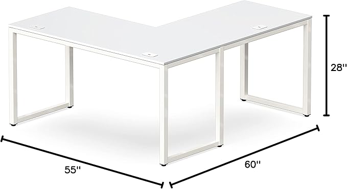SHW 55 x 60 Inches Commercial-Grade L-Shape Corner Office Computer Desk, White
