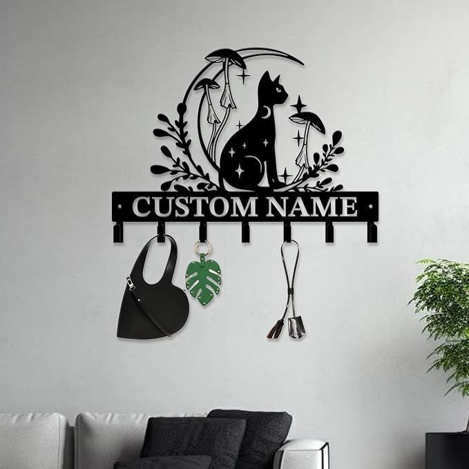 Customized Keys Holder - Personalized Mushroom Wonderland Key Hooks Wall Metal Sign Decor,Wall Holder,Door Hook (Style G)