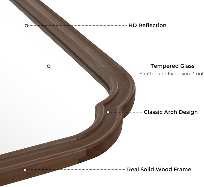 HOMECOOKIN Wood Bathroom Mirrors for Wall Mounted, 20" x 30" Rustic Wood Frame Wall Mirrors Decorative for Living Room or Bedroom Vanity Mirror (WN) B