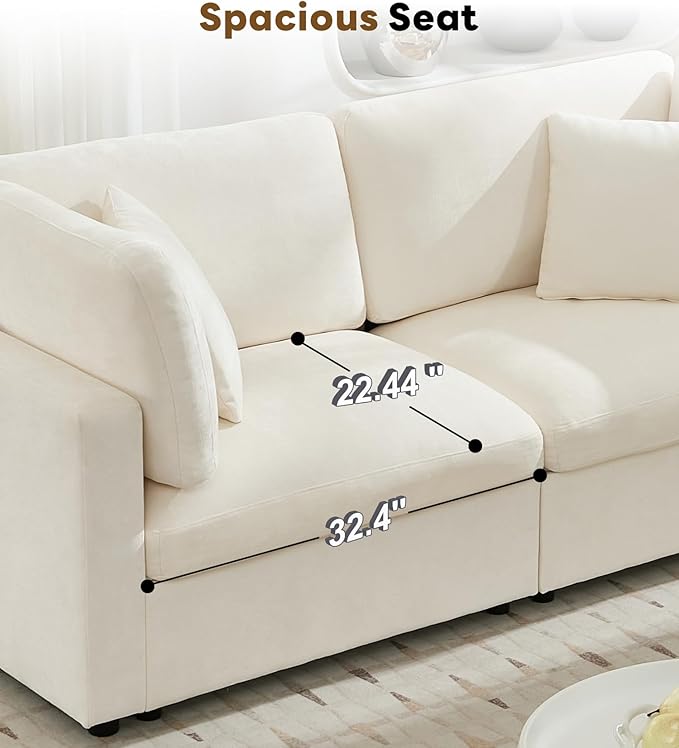 Tbfit Modern Sectional Sofa with Storage, Down-Filled Cushions, 154" W Cloud Couch for Home, Living Room, Beige