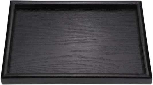 Solid Wood Serving Tray Rectangle Non-Slip Tea Coffee Snack Plate Food Meals Serving Tray with Raised Edges for Home Kitchen Restaurant(11.81x7.87x0.79, Black)