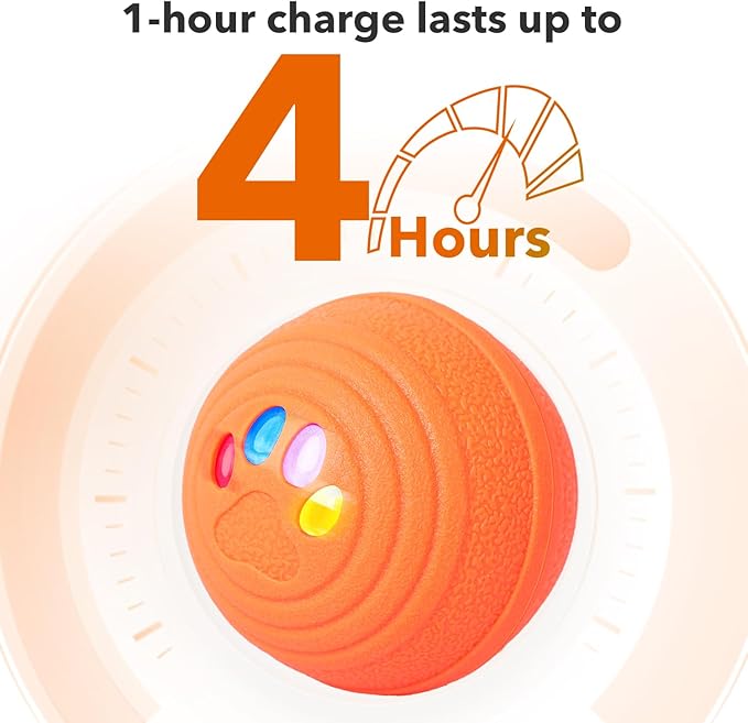 Upgraded Interactive Dog Toys, Motion Activated Automatic Rolling Dog Balls, 4 Play Modes, Durable TPU+PC Shell, Long-Lasting Battery for Small/Medium/Large Dogs (Orange)
