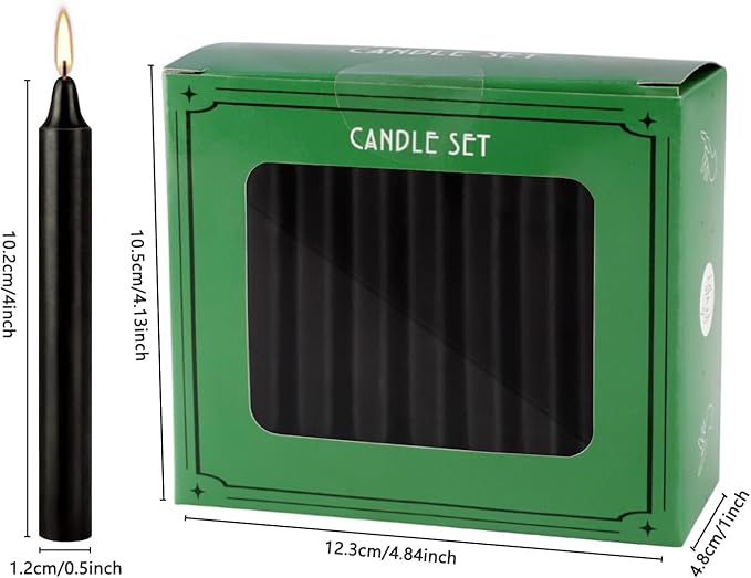 Set of 40 Black Candles – Spell Chime Candles for Halloween, Rituals, Prayer, Birthdays, Meditation, Altar - 4 Inch Tall, Unscented