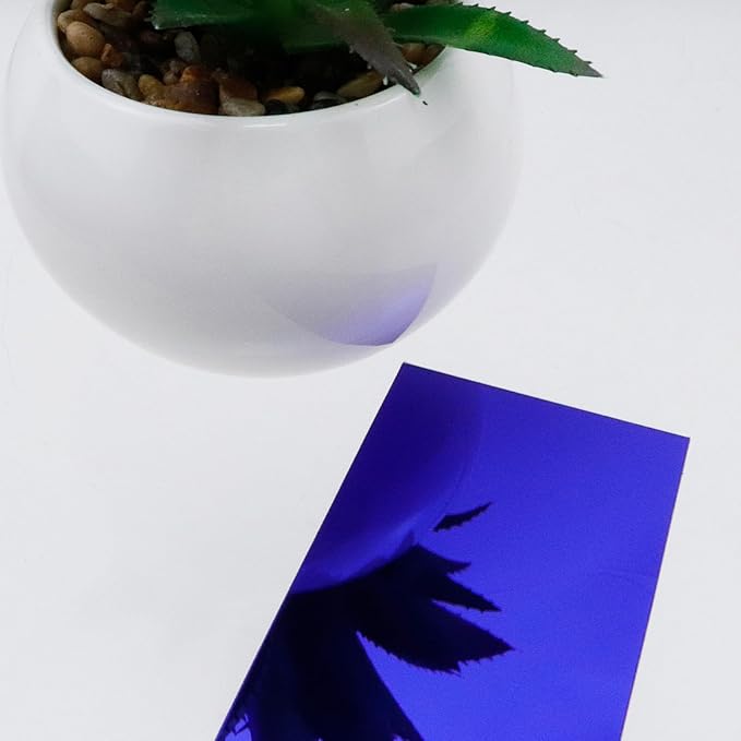 10Pcs DIY Striped Mirror Stickers 1.96" Wide Self Adhesive Removable Long Acrylic Frameless Mirror Sheets for Home Living Room Bedroom DIY Decor (Dark Blue)