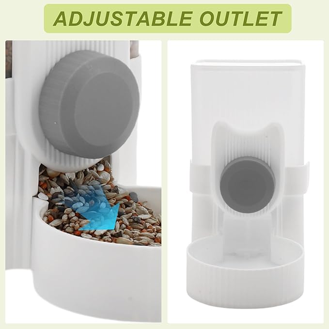 Rabbit Hay Feeder, 35oz Large Capacity, Hanging Automatic Food Dispenser, for Small Animals Guinea Pig Ferret Cage Accessories, Gray