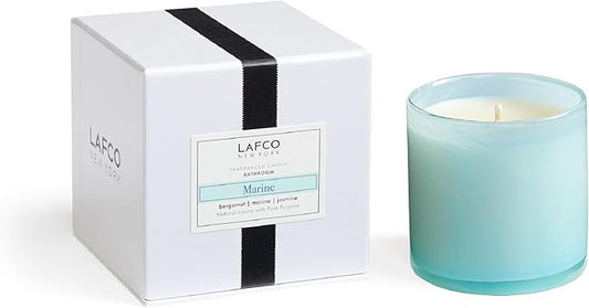 LAFCO New York Classic Candle, Marine - 6.5 oz - 50-Hour Burn Time - Reusable, Hand Blown Glass Vessel - Made in The USA