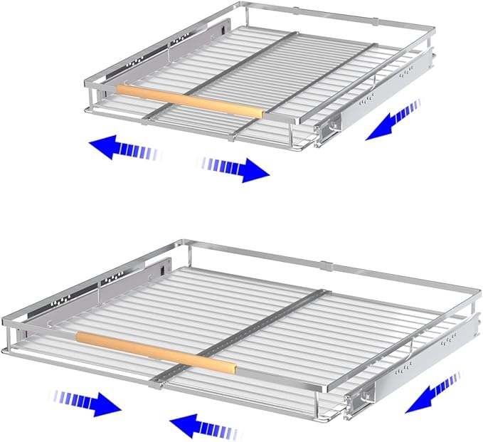 Pull Out Drawer Cabinet Organizer, Expandable Slide Out Storage Shelves - Heavy Duty, Durable and Smooth Slide-Out, 17" x 28" Wide x 22.5" Deep, 2 Pack