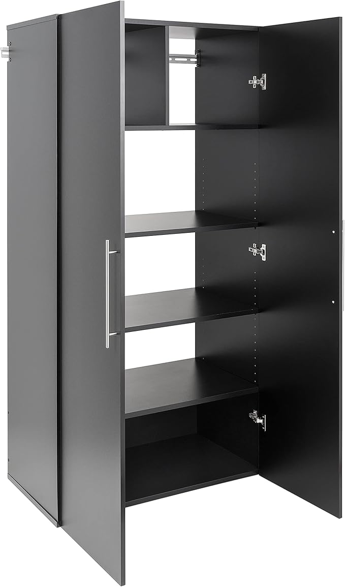 Prepac HangUps Large Storage Cabinet - Immaculate Black 36" Cabinet with Storage Shelves and Doors; Ideal for Bin and General Storage Solutions