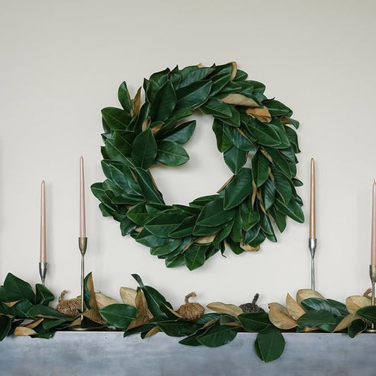 CG Hunter Holiday Collection Faux Wreath, Premium Artificial Indoor and Outdoor Large 30" Magnolia Leaf Christmas Wreath, Christmas Decorations and Holiday Greenery