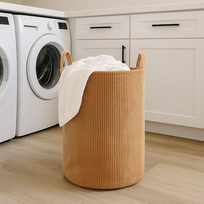 PUTSKA Laundry Basket Hamper – Blanket Basket for organizing, Décor and Toys, Clothes Hamper – Perfect for Baby and Kids Room, Nursery, Bedroom, Bathroom, Living Room – Extra large, Brown