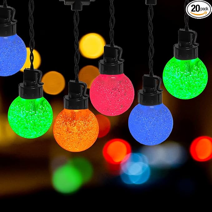 AWQ 35 FT Globe String Lights Outdoor Commercial Grade Light with 20 G50 Shatterproof LED Bulbs Waterproof Extendable for Indoor Outdoor Wedding Garden Party Christmas Trees Decoration (Multicolour)