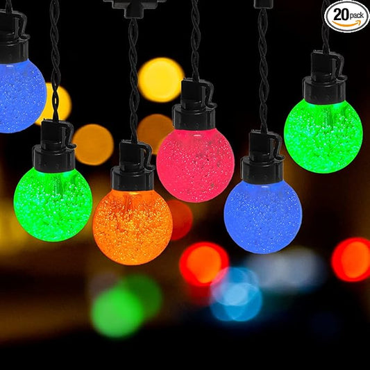 AWQ 35 FT Globe String Lights Outdoor Commercial Grade Light with 20 G50 Shatterproof LED Bulbs Waterproof Extendable for Indoor Outdoor Wedding Garden Party Christmas Trees Decoration (Multicolour)