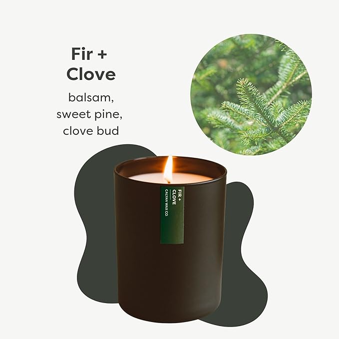 Calyan Wax Co. Fir & Clove Scented Candle - 75 Hour Burn - Luxury Non Toxic Soy Wax Candles - Long Lasting Black Tumbler Jar Candle for Home - 10.2oz