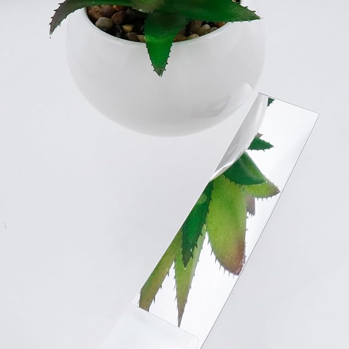 10Pcs DIY Striped Mirror Stickers 1.18" Wide Self Adhesive Removable Long Acrylic Frameless Mirror Sheets for Home Living Room Bedroom DIY Decor (Silver)