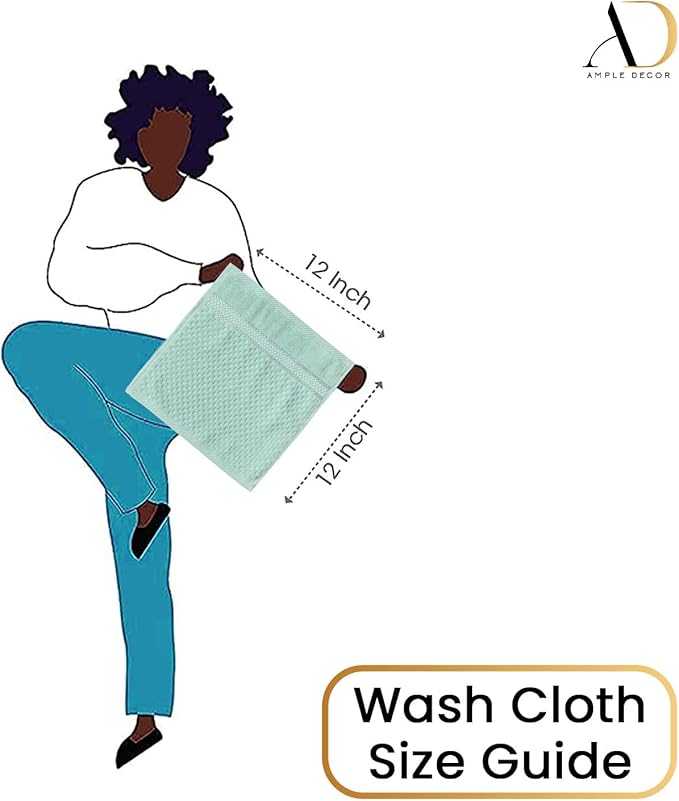 Ample Decor 100% Cotton Washcloths Set of 20 12 X 12 Inch - Highly Absorbent, Popcorn Textured - Mulaayam Collection - Mint Green 20Pcs