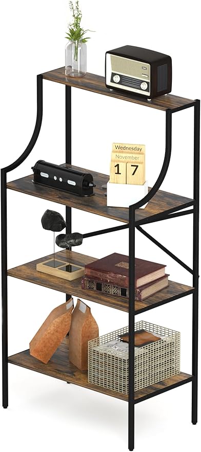 Console Table, entryway Table 4-Tier Sofa Table with Storage Shelves, Couch Table Behind Sofa,Standing Bakers Rack