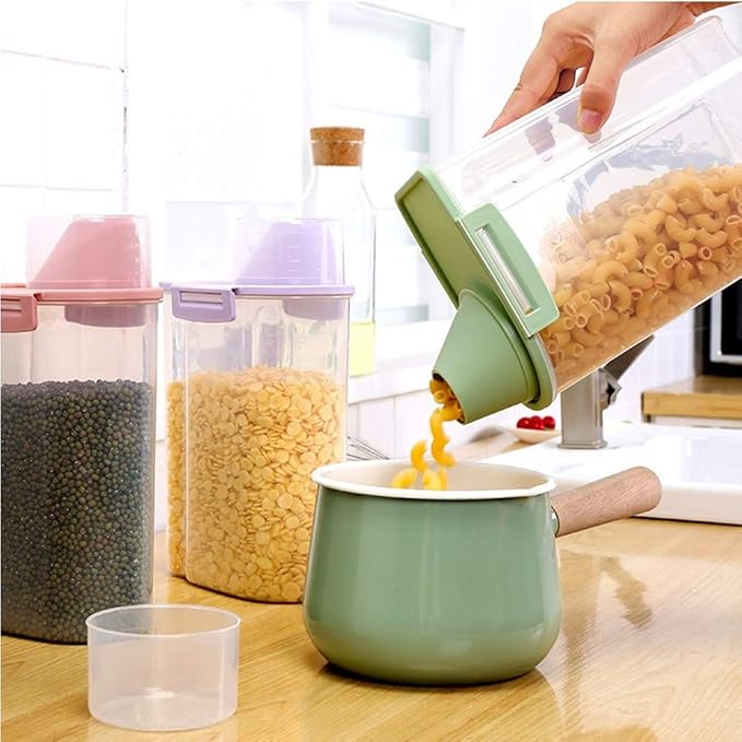 Pet Food Storage Container with Graduated Cup and Seal Buckles Food Dispenser for Dogs Cats (Pink)