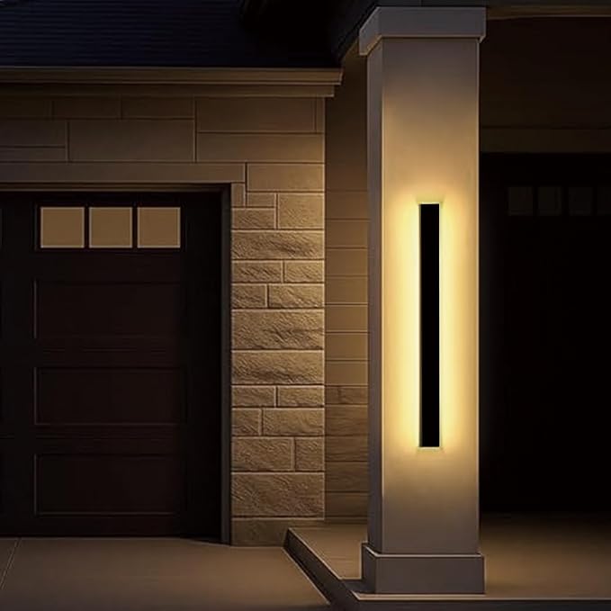 Outdoor Wall Light Exterior, 39 Inch Modern Outside Wall Sconce Lights, Black Waterproof Long Wall Warm Lighting Fixture, Anti Rust Led Linear Wall Light for House Porch Patio Garage