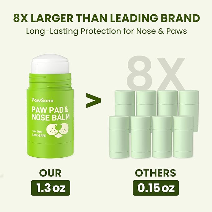 Lick-Safe Dog Paw & Nose Balm Stick with Coconut Oil | All-Natural Moisturizer & Soother for Dry, Cracked Snout & Pads | Nose Butter for Frenchies | Cream & Wax for Horse Hoof, 1.3 oz (36g)