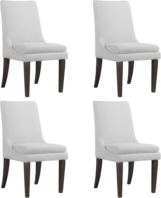 Upholstered Dining Chairs Modern Sidechair Performance Fabric High Back Armlesschair for Diningroom Kitchen,White,Set of 4(2 Box)