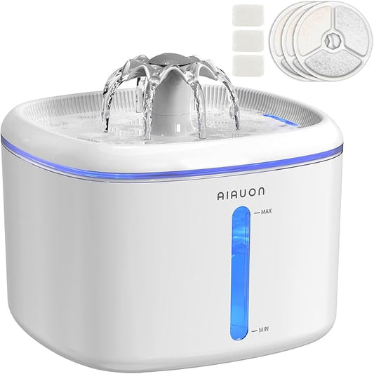 Cat Water Fountain，2.5L/84oz Pet Cat Fountain – Ultra Quiet Upgraded Automatic Pet Water Dispenser with 3 Replaceable Filters, Indoor Cat & Dog Drinking Bowl (W01Pro)