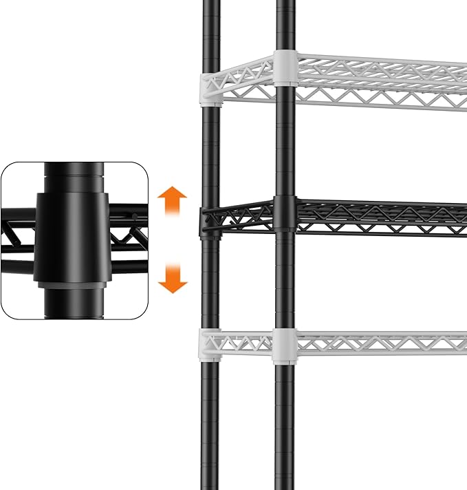 SINGAYE 4 Tier Adjustable Storage Shelf with Wheels Heavy Duty Shelving Unit Rack Shelves Wire for Garage Office Pantry Kitchen 14" Dx36 Wx58 H 1400LBS Black