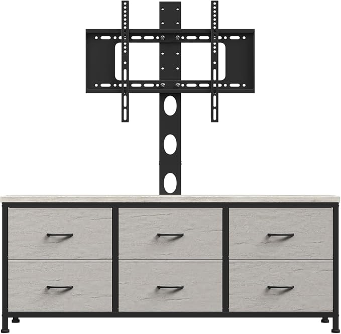 TV Stand with Mount, Fabric Dresser with 6 Drawers for 32/45/55/60/65/75 inch TVs, Dresser Entertainment Center, Modern Media TV Console Table