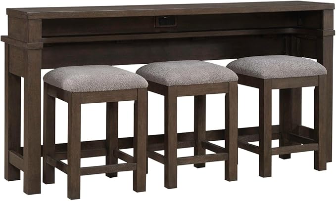 Liberty Furniture Cascade Falls Living Room 4 Piece Set - Console Bar Table, 3 Stools - Satin Espresso