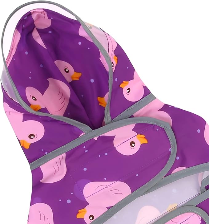 HDE Dog Raincoat with Clear Hood Rain Jacket Poncho for Small Medium Large Dogs Ducks Purple - 3XL