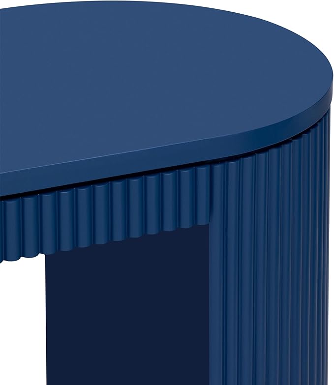 Modern Curved Console Table 59.2-Inch Fluted Entryway Sofa Table for Living Room Entrance Hallway Furniture, Navy