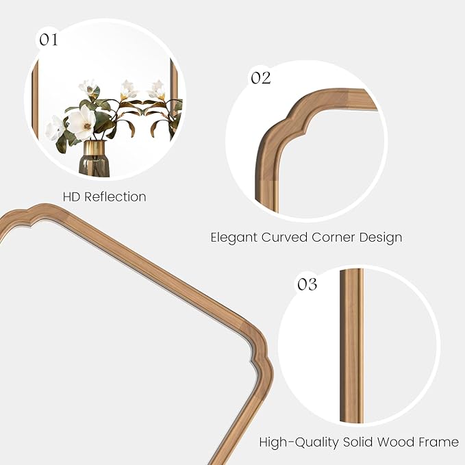 HOMECOOKIN Wood Bathroom Mirrors for Wall Mounted, 30" x 40" Rustic Wood Frame Wall Mirrors Decorative for Living Room or Bedroom Vanity Mirror (DH) A