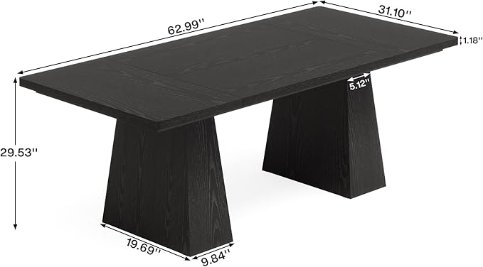 Tribesigns 63-Inch Executive Desk, Large Office Computer Desk with Double Pedestal, Modern Simple Workstations Writing Table Conference Table Business Furniture for Home Office, Black