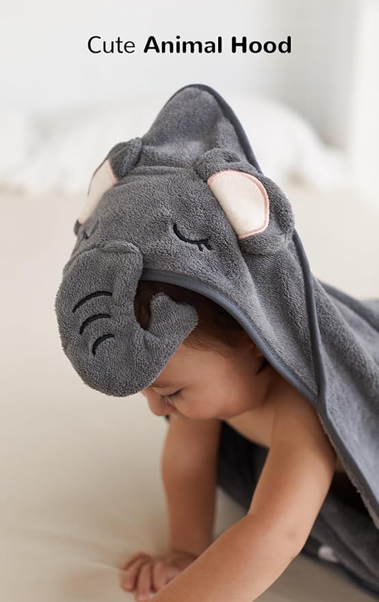 Baby Bath Towel,2 Pack Hooded Babie Towels for Newborn,Infant,Toddler,Ultra Absorbent Soft (White Bear+Blue Bear)