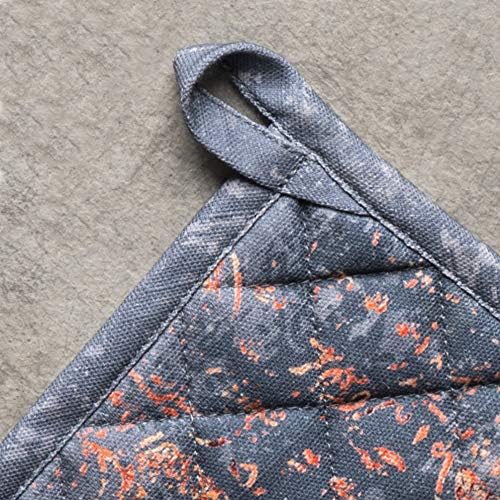 Maison d' Hermine Pot Holders Set 100% Cotton Heat Resistant Potholders 8" x 8" Hot Pads with Loop for Thanksgiving Christmas Decorations BBQ Cooking Baking Handling Hot Pans (Pack of 2, Imperfection)