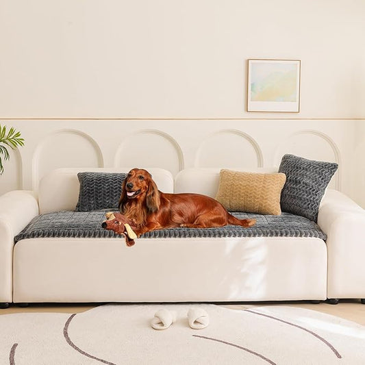Sofa Cover Fuzzy Couch Cover for Pet, Couch Covers for Dogs Washable Non-Slip Sofa Slipcover Cushion Protector Pets Friendly Mat Bed