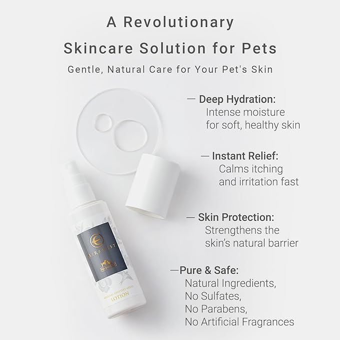 Lotion for Dogs & Cats, Natural Swiftlet Nests Extract, Collagen, Gentle for Dry Skin, Itch Relief, Soothing Shedding, Dandruff, Irritation, Moisturizing Pet Lotion, Pet Supplies, 3.4 oz