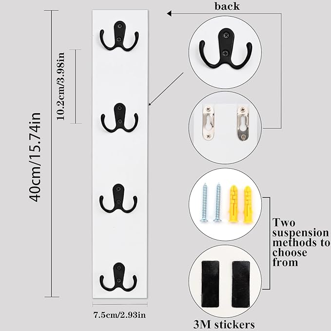 Vertical Wall-Mounted Key Holder – Stylish Entryway Hook Rack, Perfect for Narrow Spaces – Ideal Storage Solution for Keys, Scarves, Wallets, Belts, and Dog Leashes – Rustic Wood Key Hanger