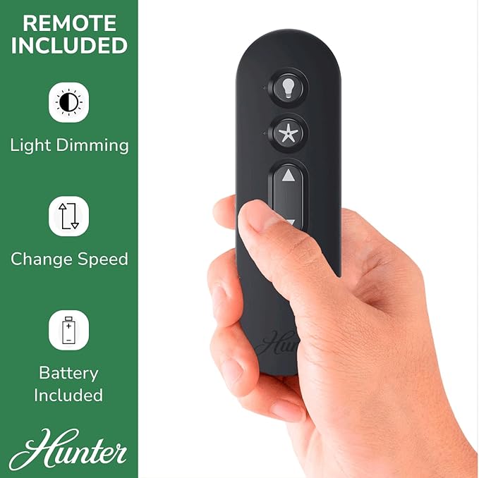 Hunter 52 inch Indoor Ceiling Fan with LED Lights and Remote Control - Standard Mount Ceiling Fan, 5 Blades, For Bedroom, Living Room, or Kitchen, Quiet - Bennett 54190, Brushed Nickel