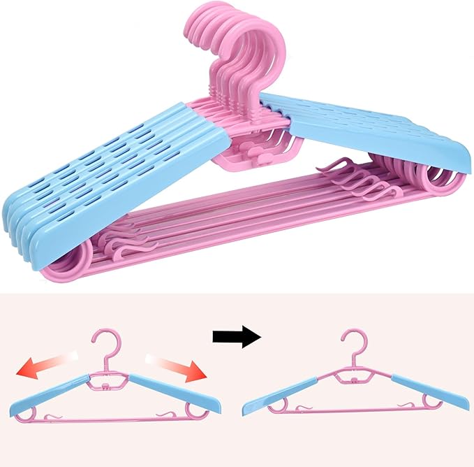 6-Pack Heavy Duty Plastic Extra-Wide Arm 15"-23" Suits Clothes Hangers with Swivel Hooks,Perfect for Coat,Jacket,Dress,Shirt,Trousers or Closet Space Saving,Pink