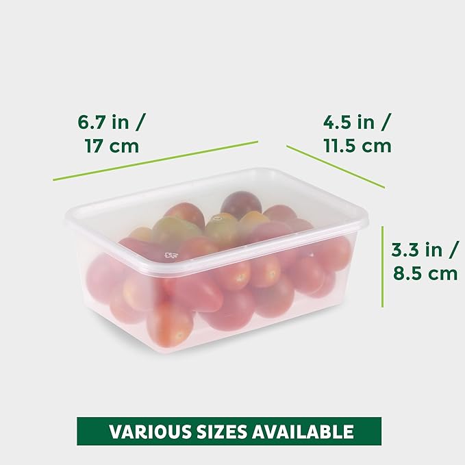 Freshware Food Storage Containers [50 Set] 34 oz Plastic Deli Containers with Lids, Slime, Soup, Meal Prep Containers, BPA Free, Stackable, Leakproof, Microwave, Dishwasher and Freezer Safe