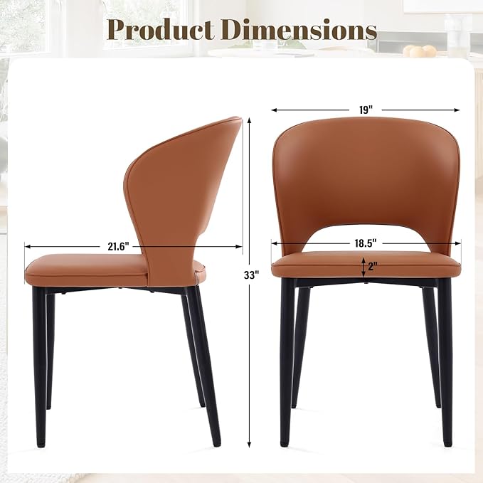 Homcosan Dining Chairs Set of 2, Modern Kitchen Chairs with Cross Structure & Exquisite Piping Design, Easy Assembly, Faux Leather Dining Room Chairs for Living Room Lounge, Bedroom, Brown