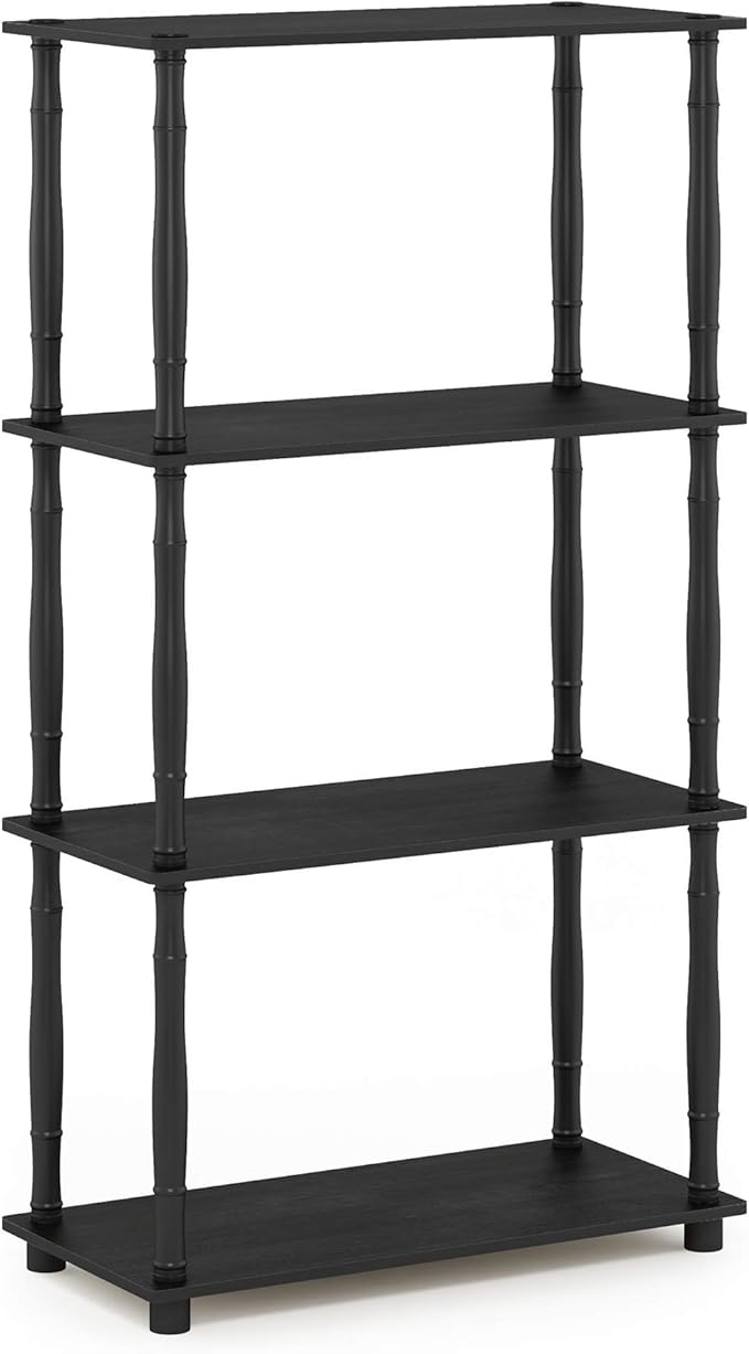 Furinno Turn-N-Tube 4-Tier Multipurpose Shelf Display Rack, Classic Tubes, Americano/Black