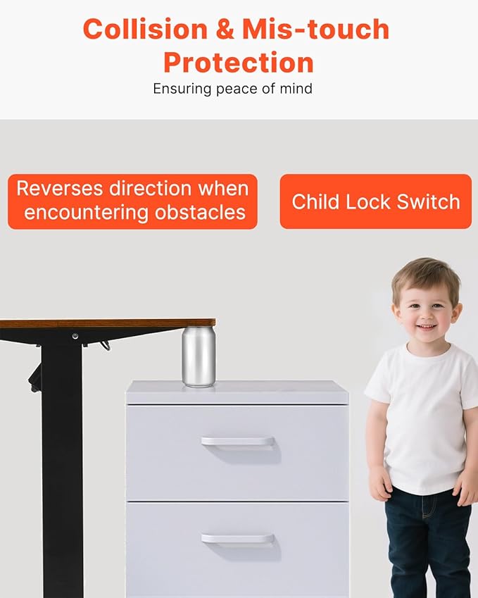 VEVOR Height Adjustable Desk, 47.2 x 23.6 in, Support 180 lbs, Electric Standing Desk with 3 Memory Presets, Sturdy Dual Metal Frame, Versatile Computer Sit Stand up Desks, Suitable for Home Office