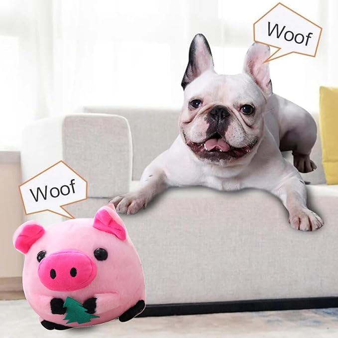 Active Moving Pet Plush Toy, Interactive Dog Toy Pet Bouncing Balls, USB Rechargeable Interactive Washable Cartoon Pig Plush Sound Electronic Dog Toy, Small Plush Sound Toys for Dogs (G)